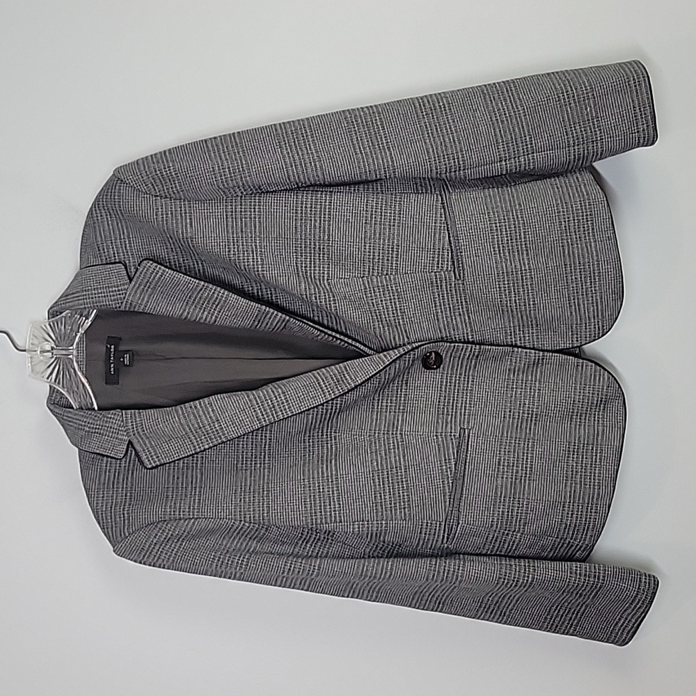 Ann Taylor gray plaid one button blazer size 2